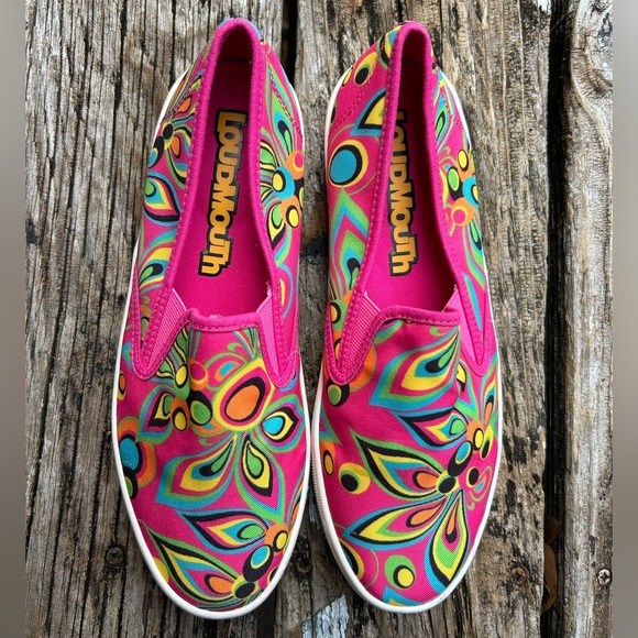 Loudmouth Shoes - Loudmouth Women’s Golf Vienna Slip-On Fashion Sneakers Pink Floral Size 8.5